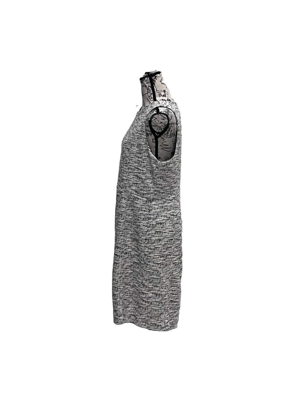 LOFT Tweed Midi Sheath Dress Size 14 Black White Boucle Sleeveless Quiet Luxury - Picture 4 of 10